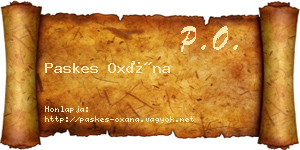 Paskes Oxána névjegykártya